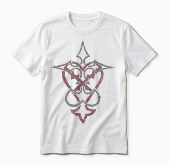 Disney Kingdom Hearts Mixed Crossed Key Dual Tone Logo Unisex T-Shirt - White