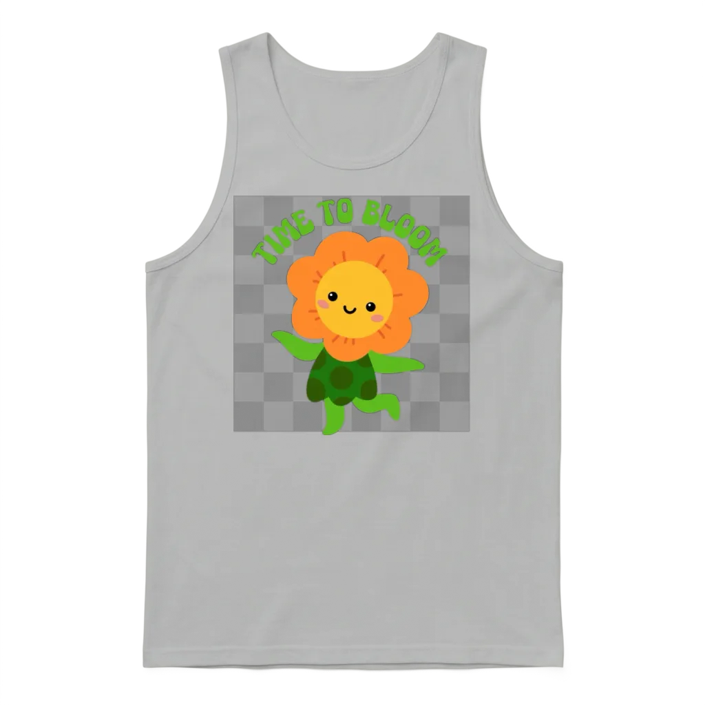Time to Bloom: Floral Print Design Unisex Tank Top - Ash