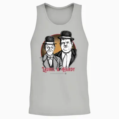 Laurel & Hardy Classic Comedy T-Shirt, Black, S Unisex Tank Top - Ash