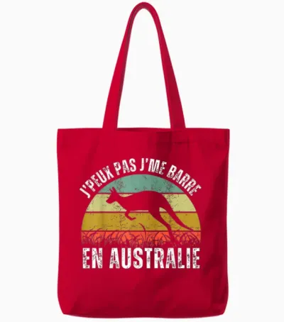 Je Peux Pas Je Me Barre En Australia Gift Australian Retro T-Shirt, Black, S Tote Bags - Red