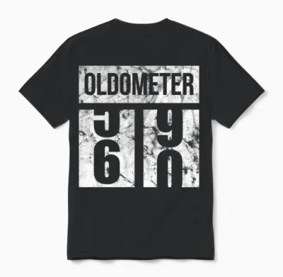 60 Oldometer 60th Birthday Gift Idea Unisex T-Shirt - Black