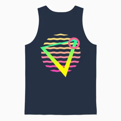 Retro Sunset Style 80s Unisex Tank Top - Navy