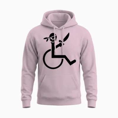 Pirate in a Wheelchair with a Sword, Disability * Unisex Hoodie - Light Pink