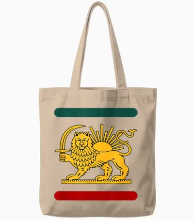 Lion and Sun Iran Flag Shir O Khorshid Revolution Pahlvi Tote Bags - Natural