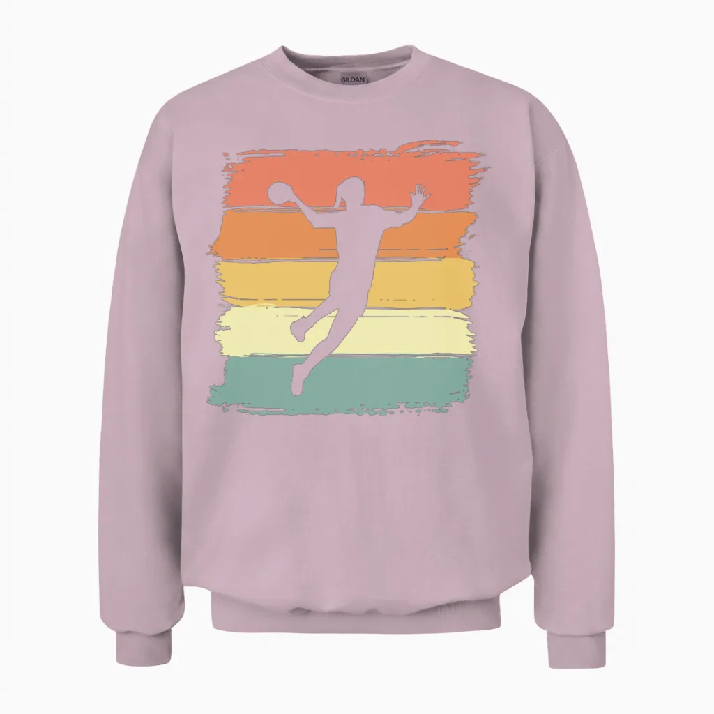 Handball Woman Retro Unisex Sweatshirt in Light Pink