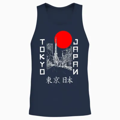 Drapeau Japonais Rétro Souvenir Tokyo Japon Unisex Tank Top - Navy