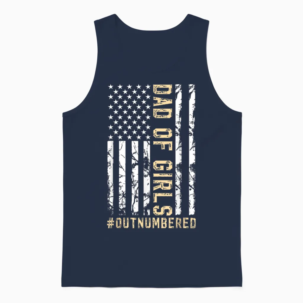 Girl Father's Day Daddy & Dad of Girls Outnumbered Unisex Tank Top in Navy