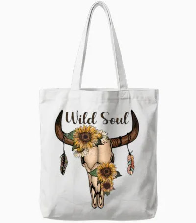 Wild Soul - Animal Skull Tote Bags - White