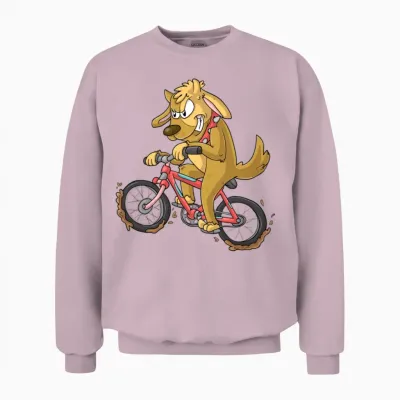 Biking Dog Unisex Sweatshirt - Light Pink