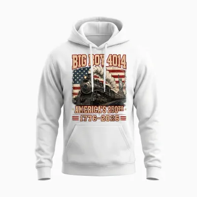 250 Years Big Boy 4014 Train Us Flag Vintage Apparel Unisex Hoodie - White