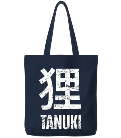 Tanuki Japanese Raccoon Dog Tote Bags - Navy