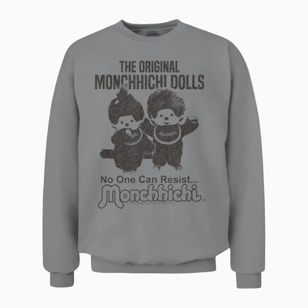 Monchhichi the Original Dolls No One Can Resist Old Photo Unisex Sweatshirt in Sport Grey