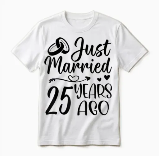 Je Viens De Me Marier Il Y a 25 Ans, 25e Anniversaire De Mariage Du Couple Unisex T-Shirt in White