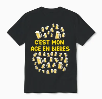 It's My Age in Beers 40 Birthday Gift Funny T-Shirt, Black Unisex T-Shirt - Black