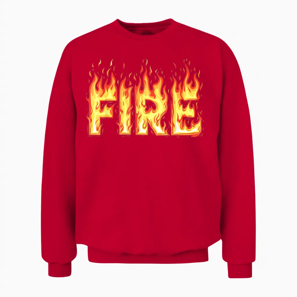 Fire Flame Shirt Adult Kids Men Women Fire and Ice Costume Unisex Sweatshirt in Red