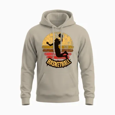 Yellow Red Vintage Retro Basketball Unisex Hoodie - Sand