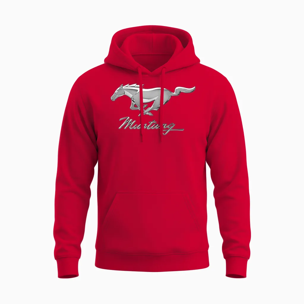 Mustang Emblem Unisex Hoodie in Red