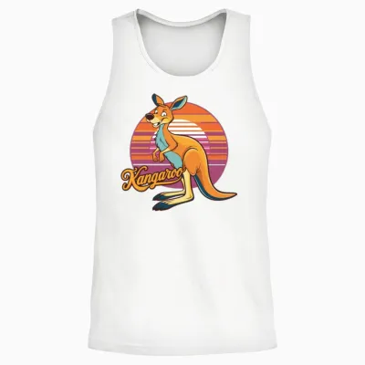 Funny Kangaroo Retro Vintage Unisex Tank Top - White
