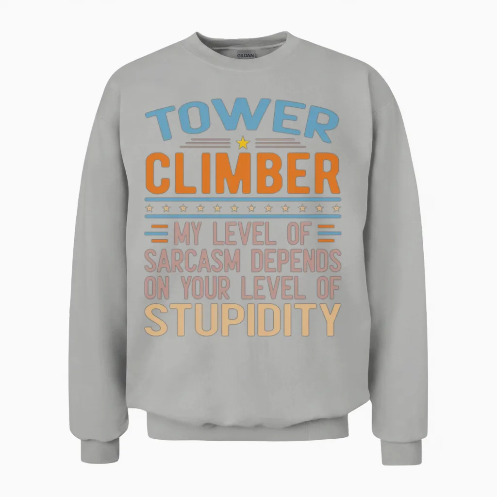 Funny Tower Climber Unisex Sweatshirt in Ash