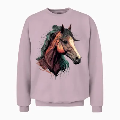 Horse Drawing Unisex Sweatshirt - Light Pink
