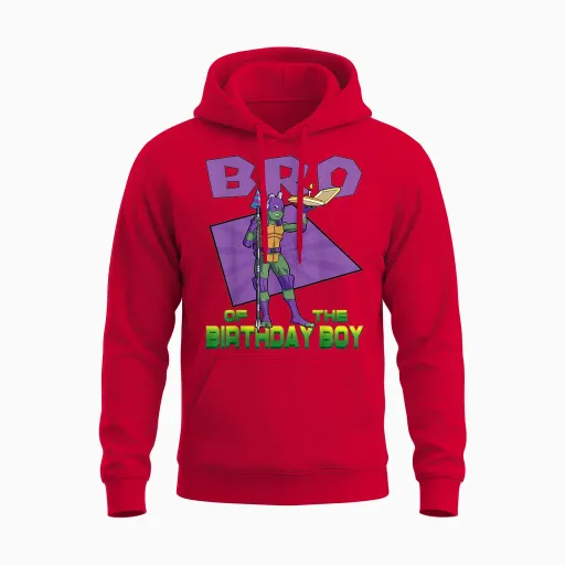 Mademark X Teenage Mutant Ninja Turtles - Donnie Brother of the Birthday Boy Pizza Theme Party Unisex Hoodie - Red