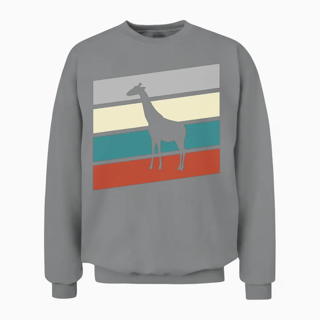 Giraffe Retro Unisex Sweatshirt in Sport Grey