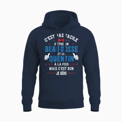 Funny Christmas Gift for Men Beau Gosse Quentin Humour Unisex Hoodie - Navy