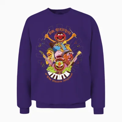 Disney the Muppets Dr Teeth & Electric Mayhem Keyboard Band T-Shirt, Black Unisex Sweatshirt - Purple