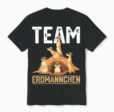 Team Erdmännchen Retro Meerkat Children's Girls Meerkat T-Shirt, Black Unisex T-Shirt - Black
