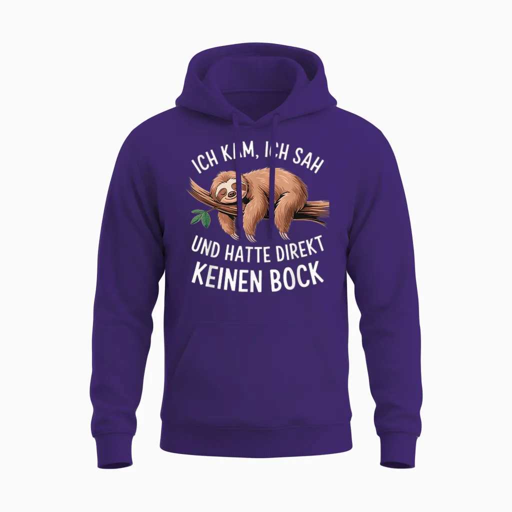 Sloth Saying Funny Teenager Sleep Shirt Sleep T-Shirt, Black Unisex Hoodie in Purple