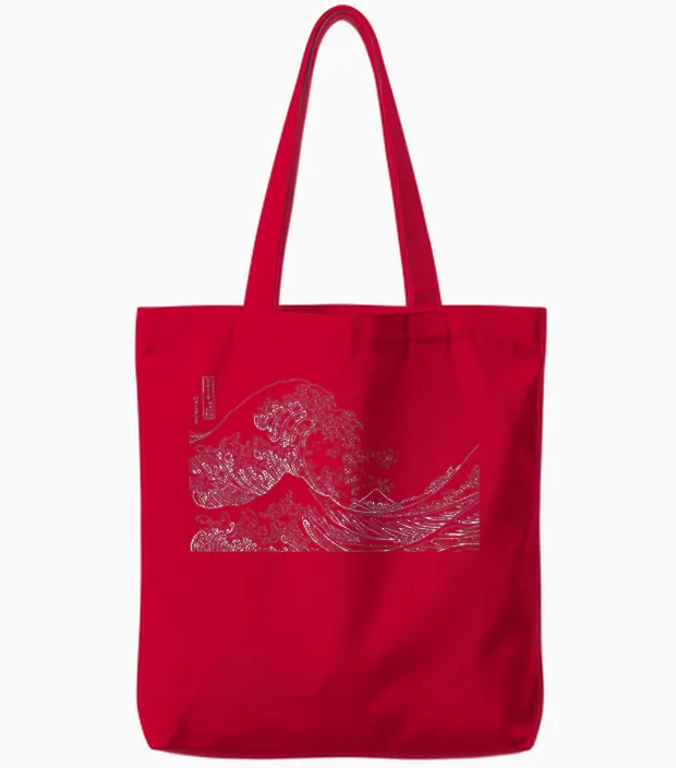 Japanese Wave Ocean Traditional Japan Men's Graphic Tote Bags in Red