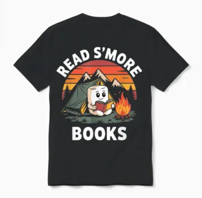 Read S'more Books Cute Campfire | Reading Book Lovers Unisex T-Shirt - Black
