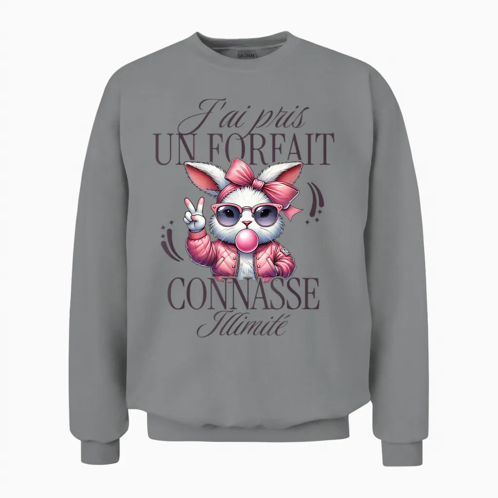 I Took an Unlimited Connasse Package β Woman Character Unisex Sweatshirt in Sport Grey