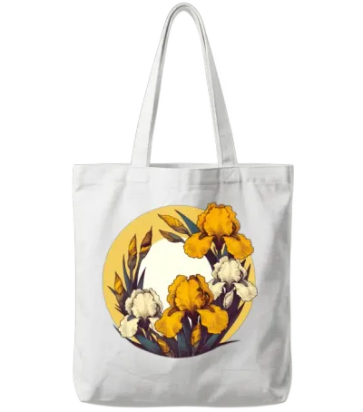 Retro Yellow Irises Tote Bags - White