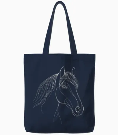 Line Art Cheval Knabstrupper équitation équestre Tote Bags - Navy