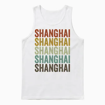 Shanghai China Retro Vintage Unisex Tank Top - White