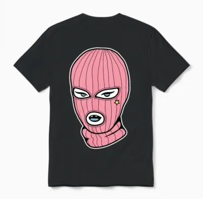Pink Ski Mask Balaclava Rosa Girlie Woman Unisex T-Shirt - Black