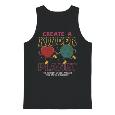 Create a Kinder Planet Unisex Tank Top - Black