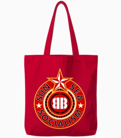 Billy Bragg Sun Sea Socialism Tote Bags - Red