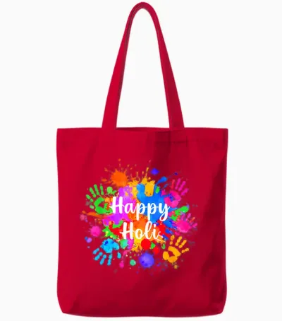 Happy Holi 2026 for Women Men Kids Color India Hindu Gifts Tote Bags - Red