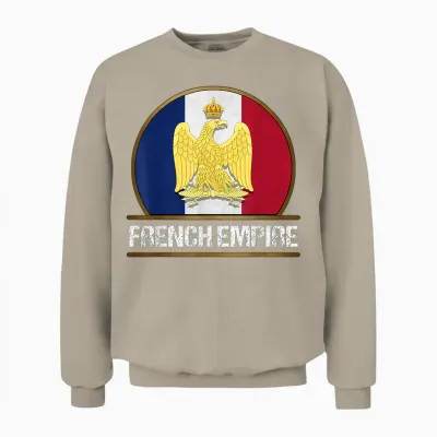 French Empire Flag Napoleon Bonaparte Wars T-Shirt, Black, S Unisex Sweatshirt - Sand