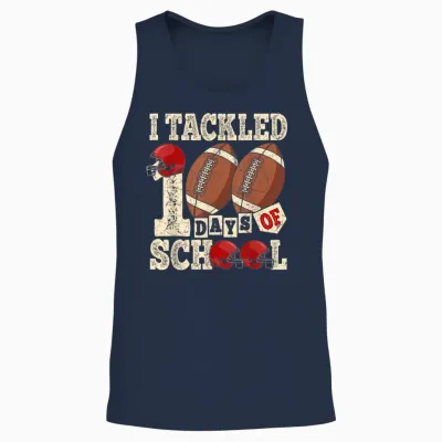 100 Days of School Boys Kids 100th Day of School Football Unisex Tank Top - Navy