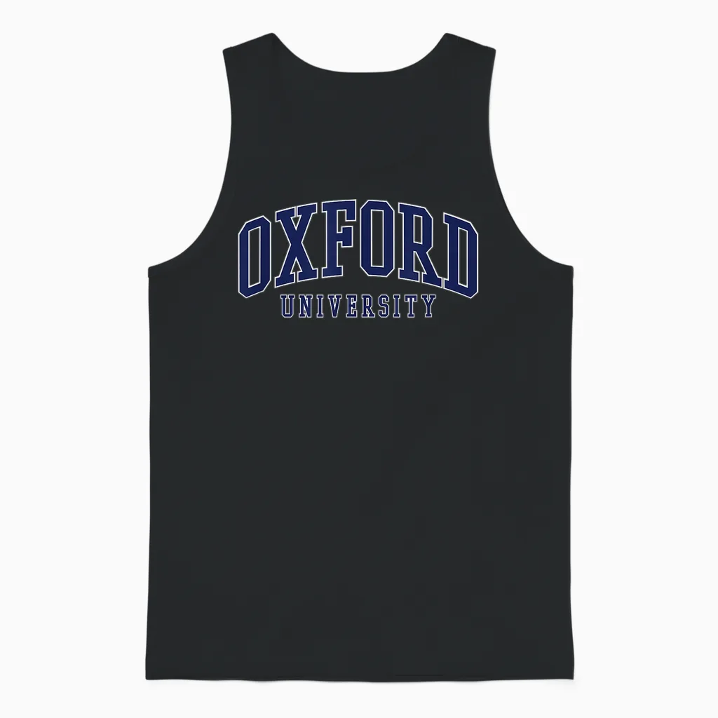 Oxford Bold Logo T-Shirt, Blue, S Unisex Tank Top in Black