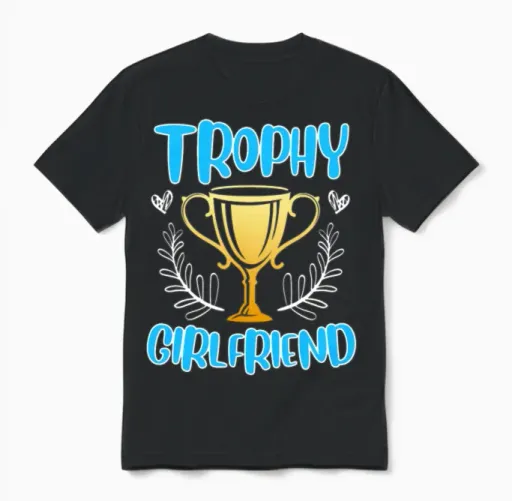 Trophy Girlfriend Love Couple Valentine's Day Unisex T-Shirt in Black