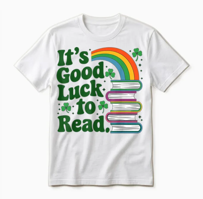 It's Good Luck to Read St Patricks Day Teacher Librarian Unisex T-Shirt in White