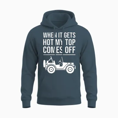 When It Gets Hot My Top Comes off Jeep Unisex Hoodie - Dark Heather