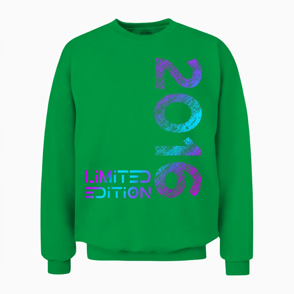 Kids 8th Birthday Limited Edition Vintage 2016 Boy Girl T-Shirt, Black Unisex Sweatshirt in Irish Green