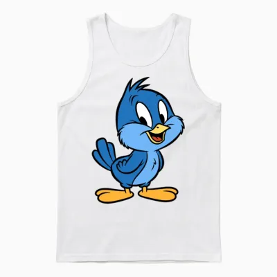 Lil Blue Bird of Happiness Unisex Tank Top - White