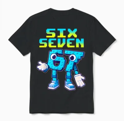 67 Six Seven 6-7 - Funny Italian Brainrot Kids Gaming Meme Unisex T-Shirt - Black