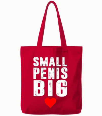 Small Penis Big Heart T Shirt Funny Bachelor Party Tote Bags - Red